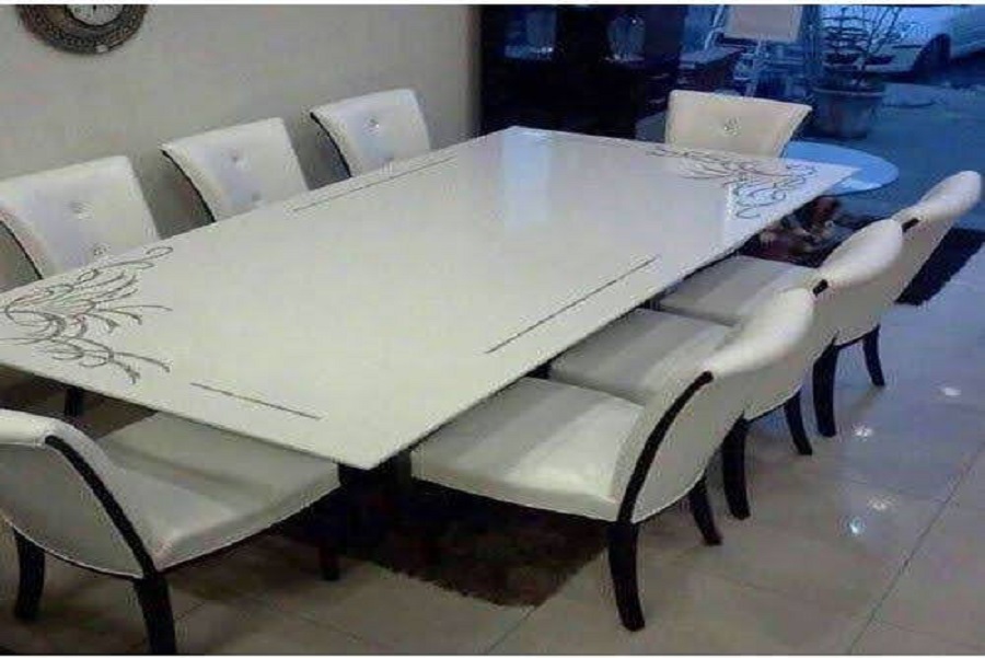 8 seater marble top dining table set