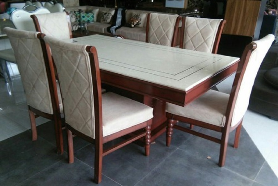 slenta mahroon marble top dining table set