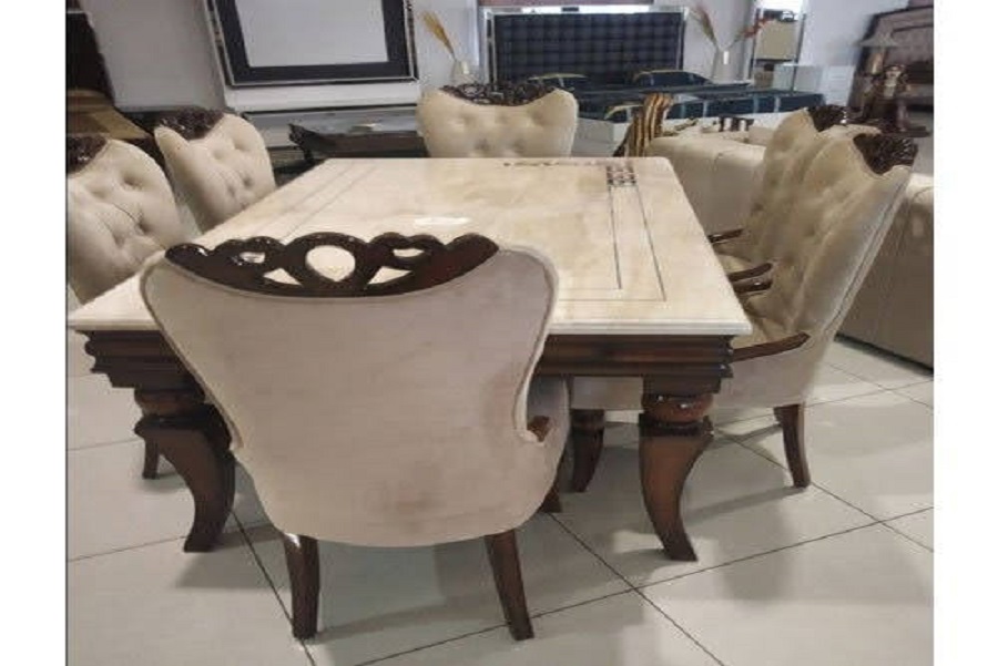 dyna marble top dining set with 6 chairs