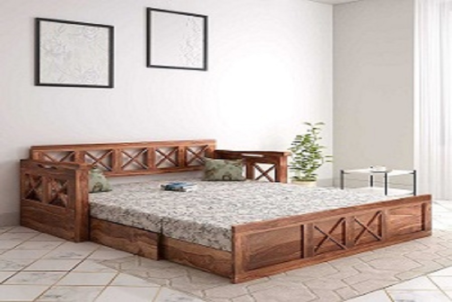 Lean Shaped Wooden Sofa Cum Bed