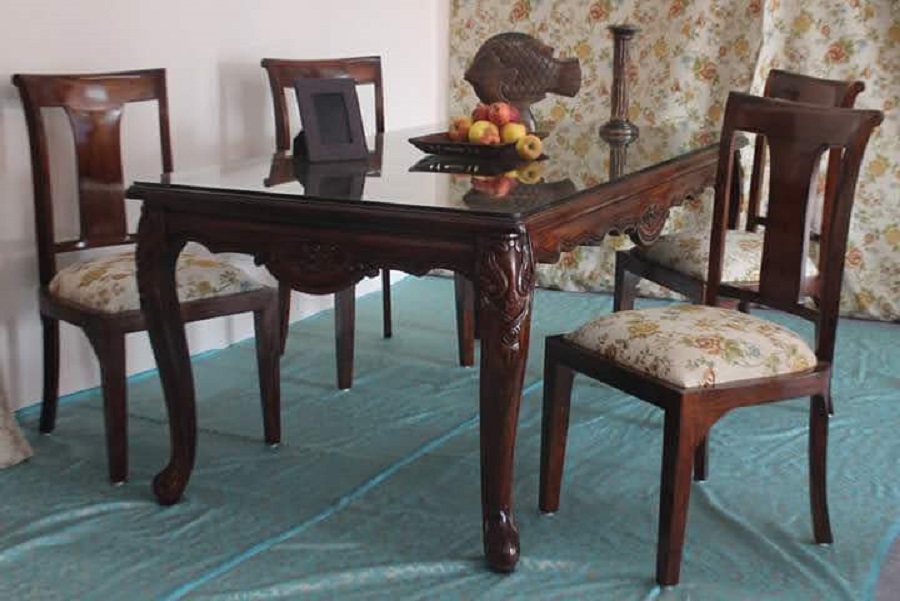 4 seater wooden dining table set