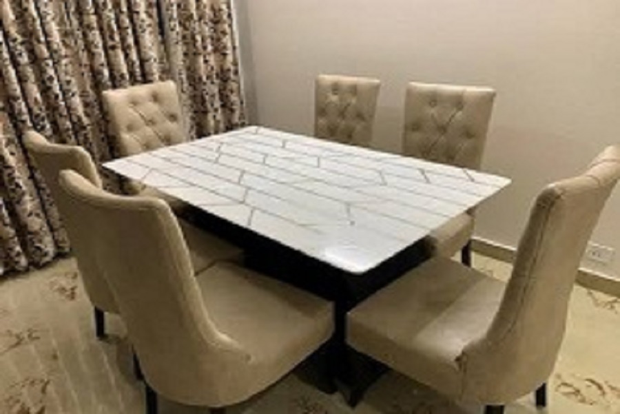 6 seater onyx marble top dining