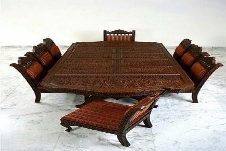 Carved Dining Table Set 8 Seater